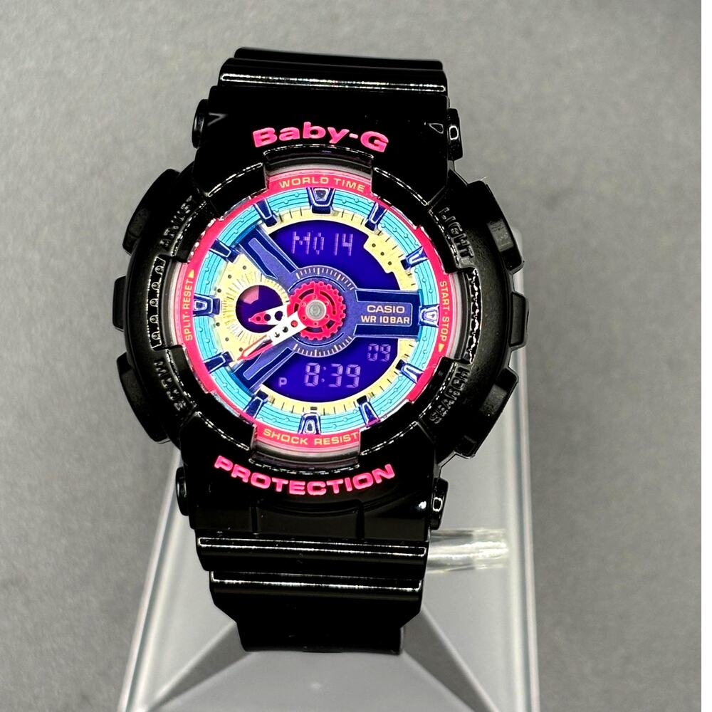 Casio Baby-G BA-112-1A Analog Digital Black Multicolor Watch 100M Discontinued